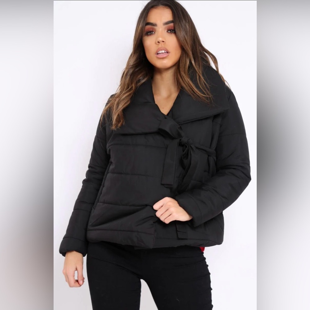 Rising Womens Black Long Sleeve Pockets Insulated Puffer Jacket Size Large